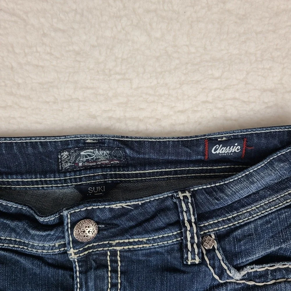Silver Jeans Womens 16x32 Blue Suki Mid Straight Classic Stretch Dark Wash Denim